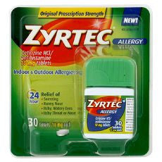 Zyrtec Allergy, Tablets 10mg 30 Tablets