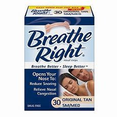 Breathe Right Nasal Strips, SM/MED, Tan 30 ea