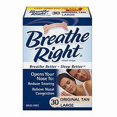 Breathe Right Nasal Strips, Large, Tan 30 ea